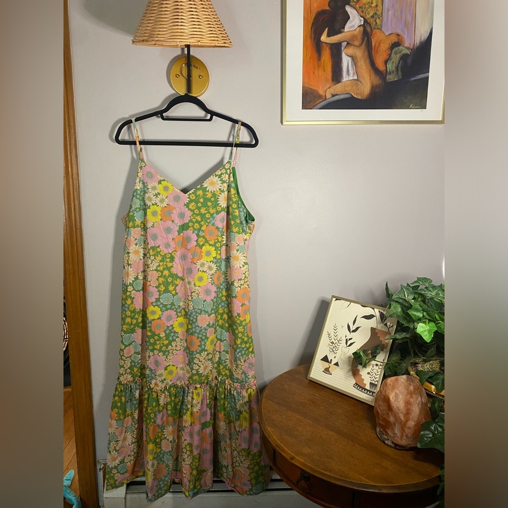 Scoop floral tie back tank dress